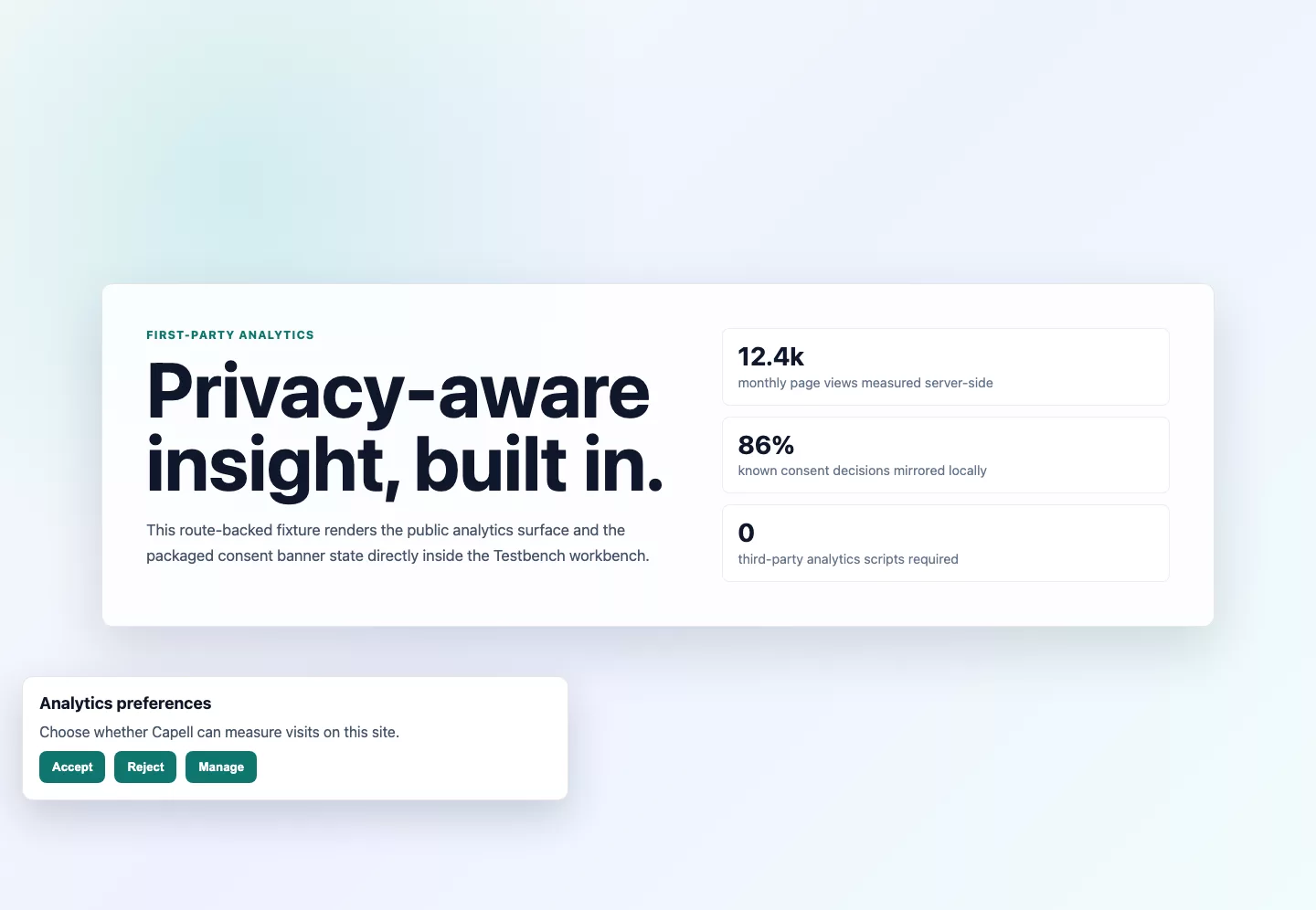 Styled public page with the Insights consent banner visible