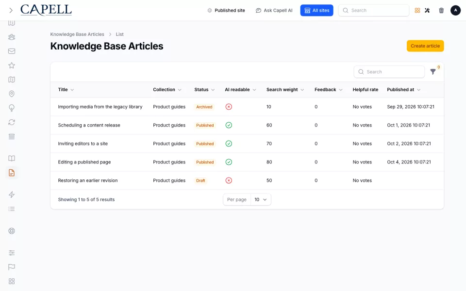 Knowledge Base preview