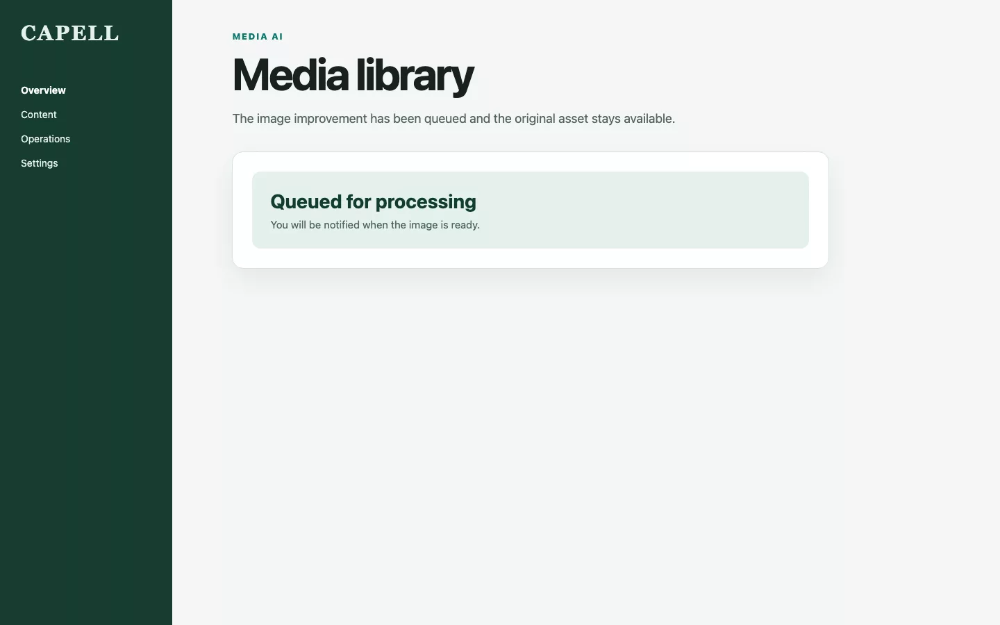 Media AI screenshot showing media ai queued result notification.