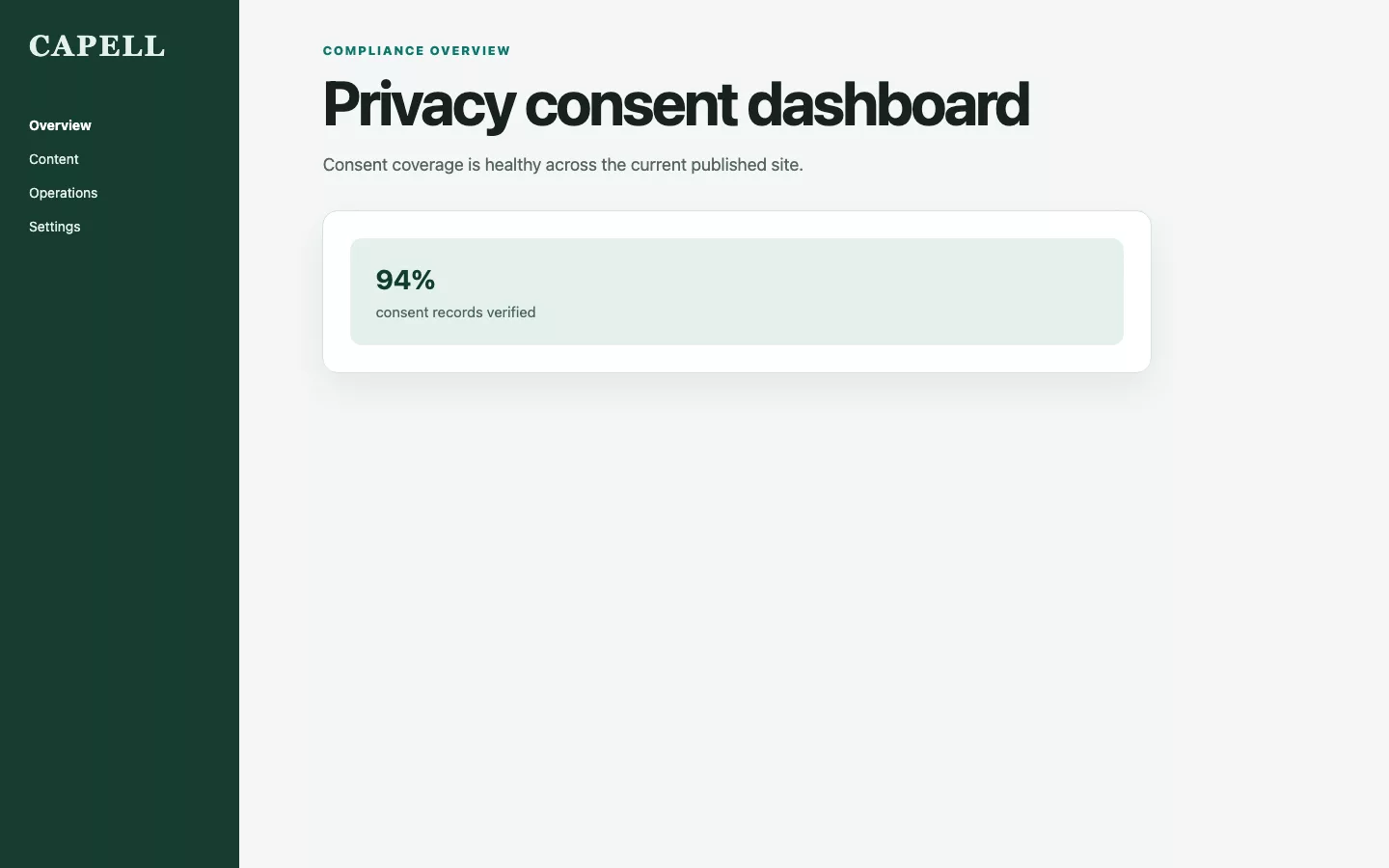Privacy Center screenshot showing privacy consent dashboard widget.