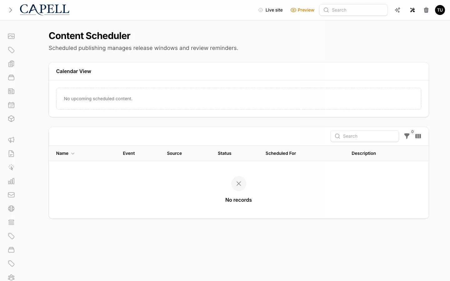 Publishing Studio screenshot showing scheduler metadata.