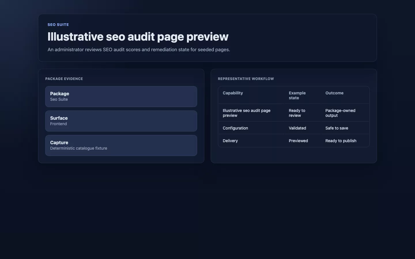 SEO Suite audit page in dark mode