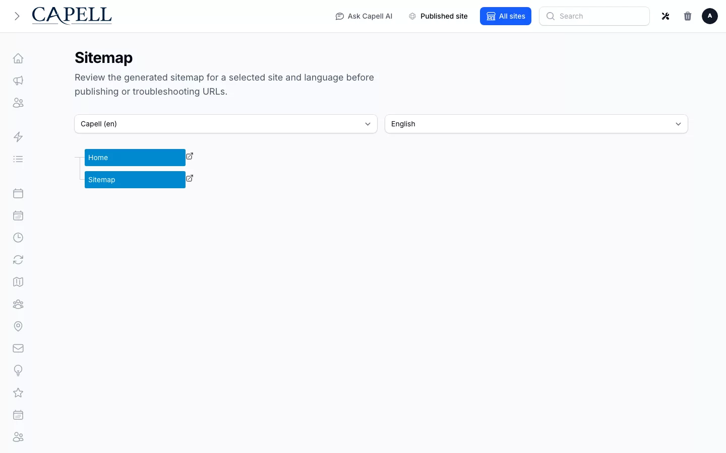 SEO Suite sitemap page in light mode