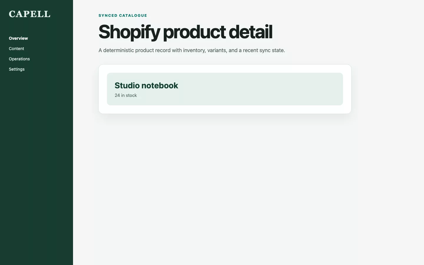 Shopify Commerce screenshot showing shopify product detail.