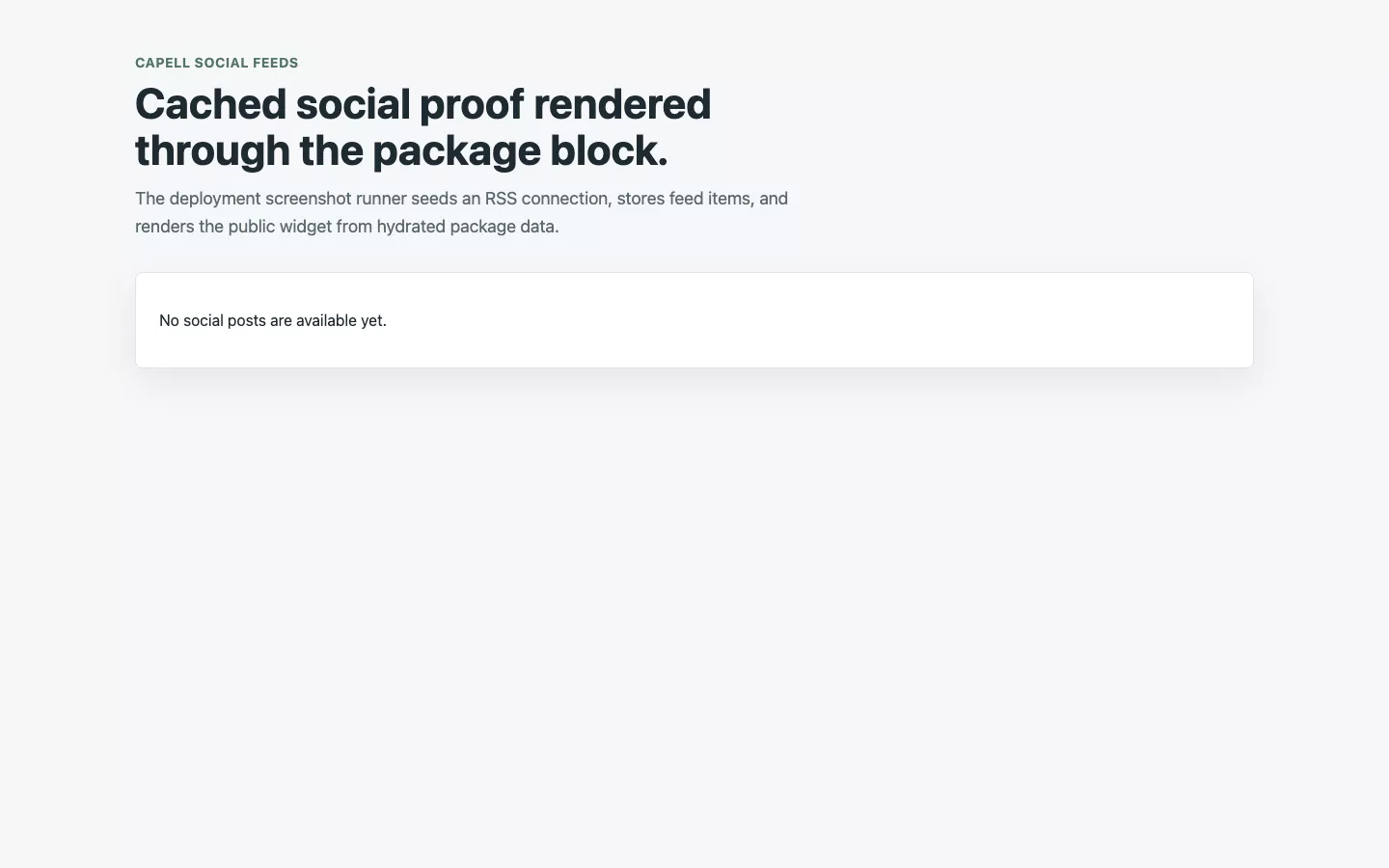 Social Feeds public carousel widget rendered with seeded cached RSS posts.