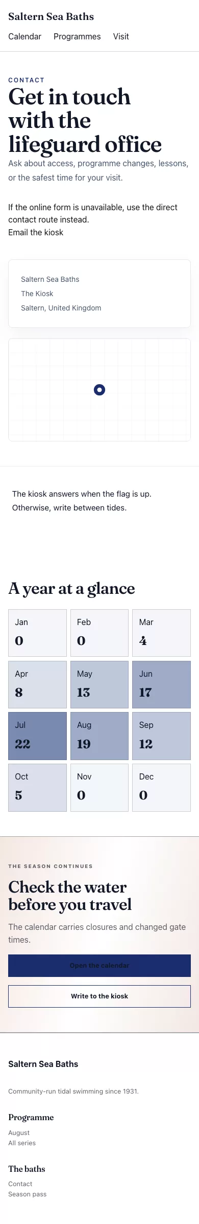 Almanac Theme screenshot showing almanac contact and year heatmap — mobile.