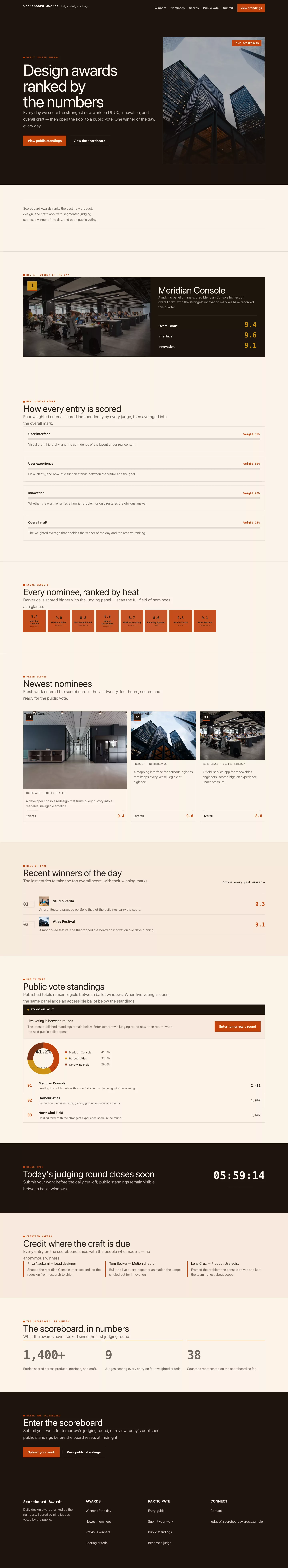 Awards homepage preview