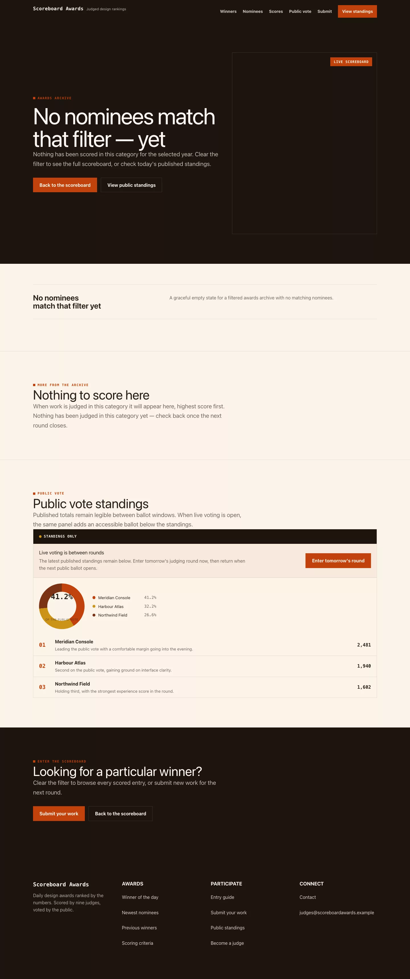 Awards search results preview