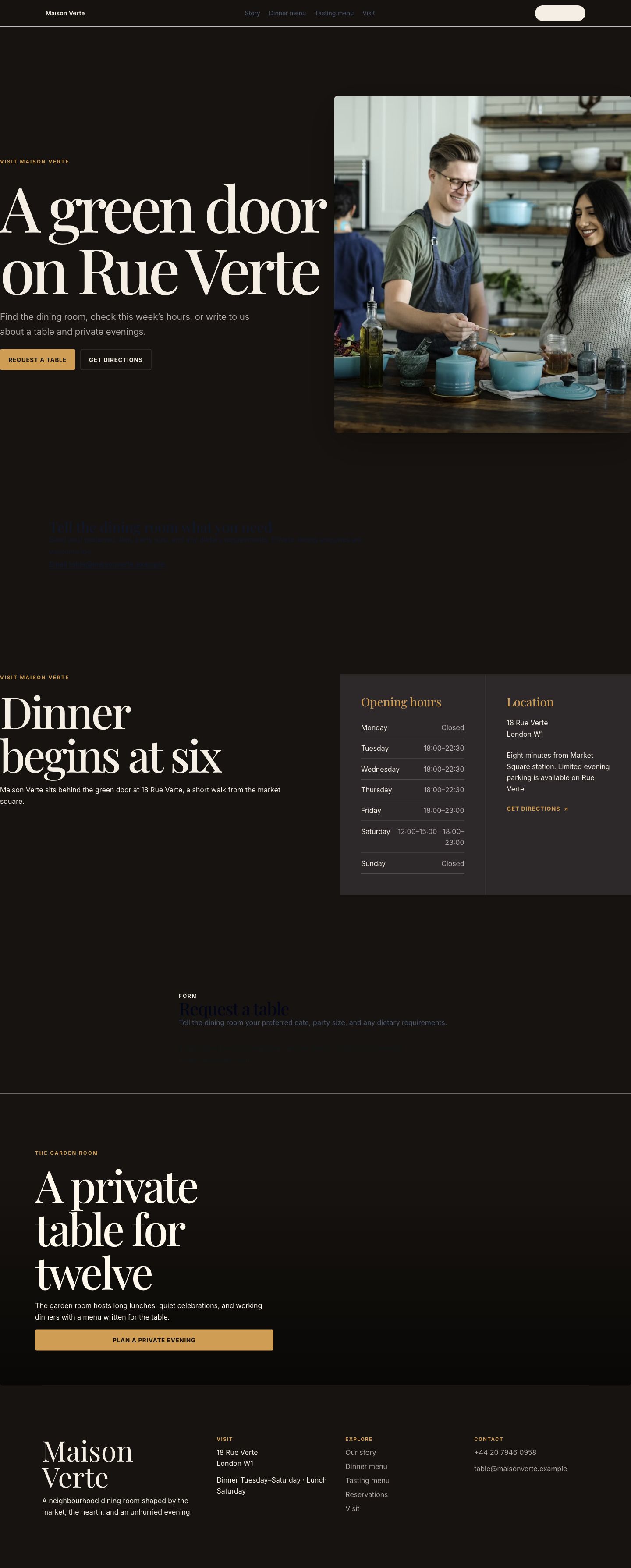 Maison Verte reservations and location page