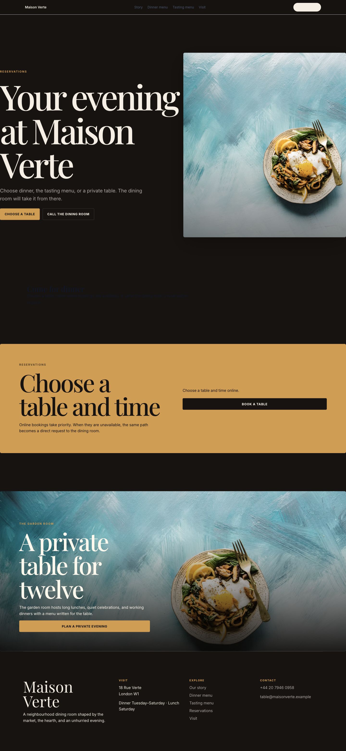 Maison Verte private dining call to action