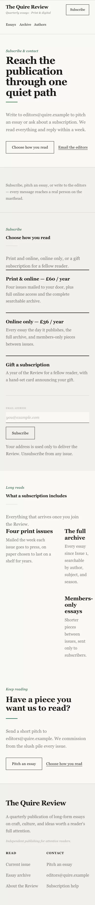 Blog Theme screenshot showing blog contact — mobile.