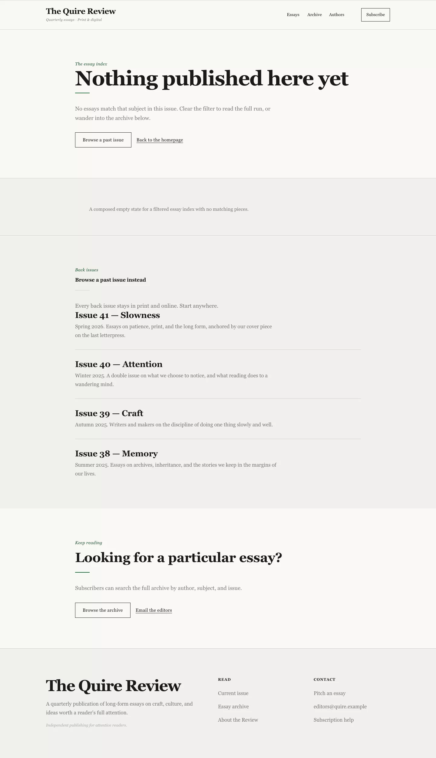 Blog Empty State demo page screenshot