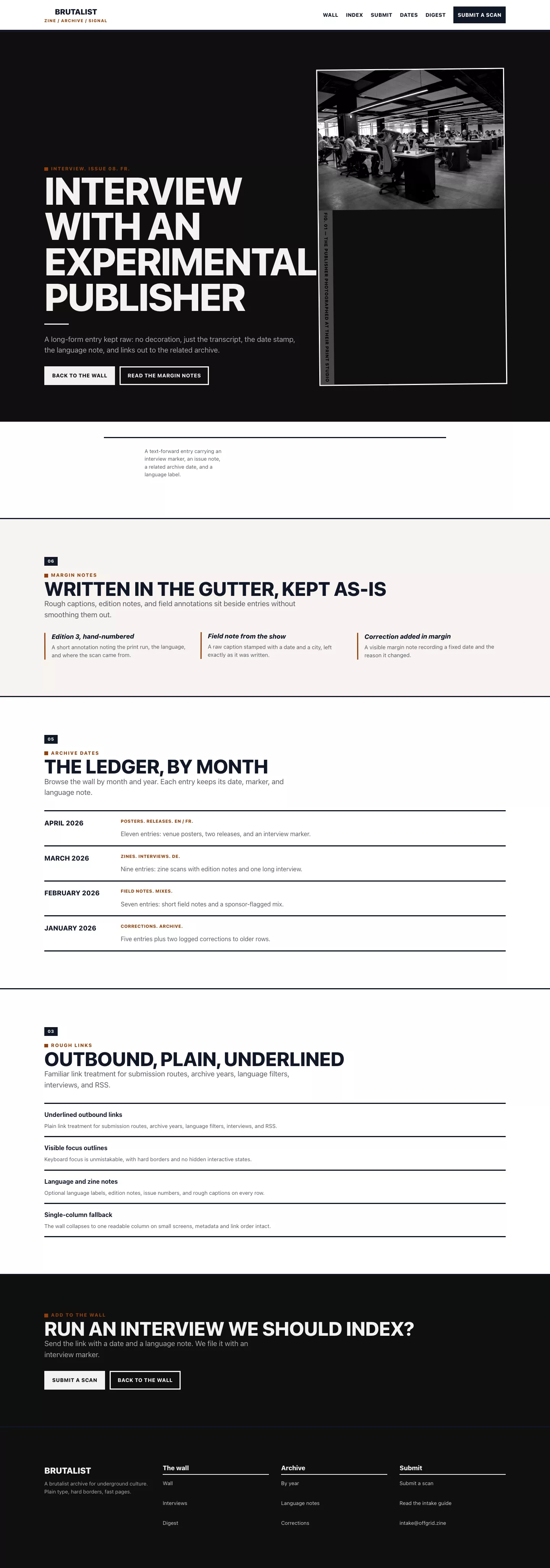 Brutalist landing page preview