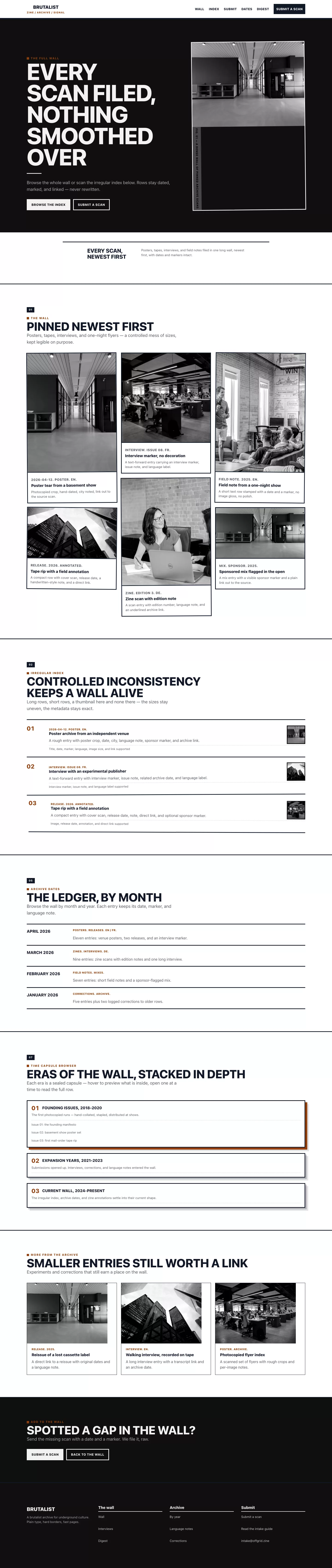 Brutalist list page preview