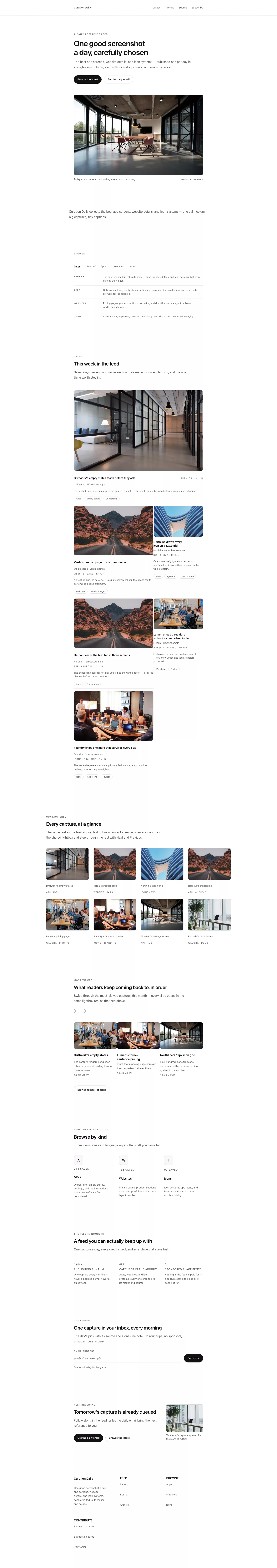 Curated homepage preview