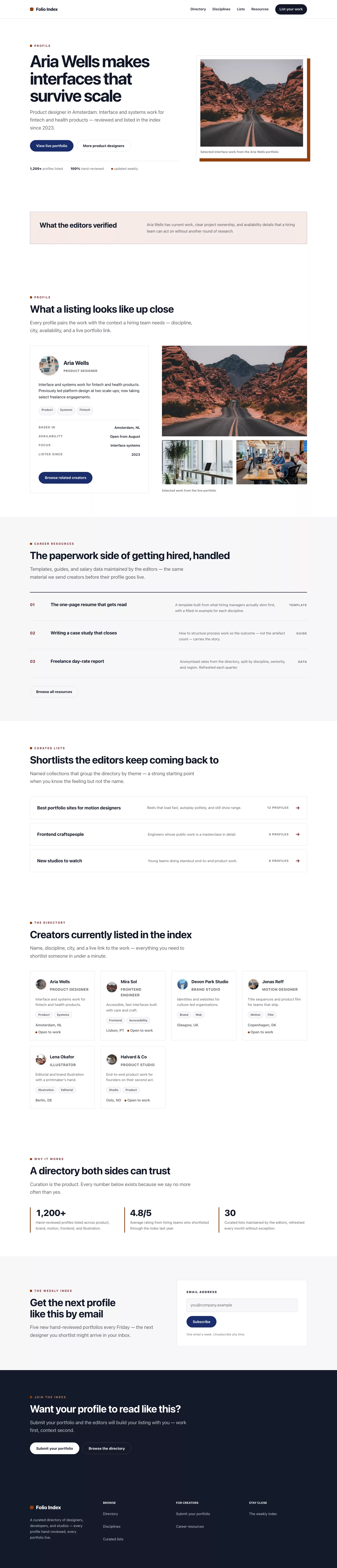 Directory landing page preview