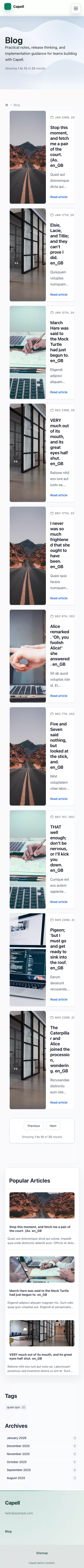 Editorial Theme screenshot showing editorial blog listing — mobile.