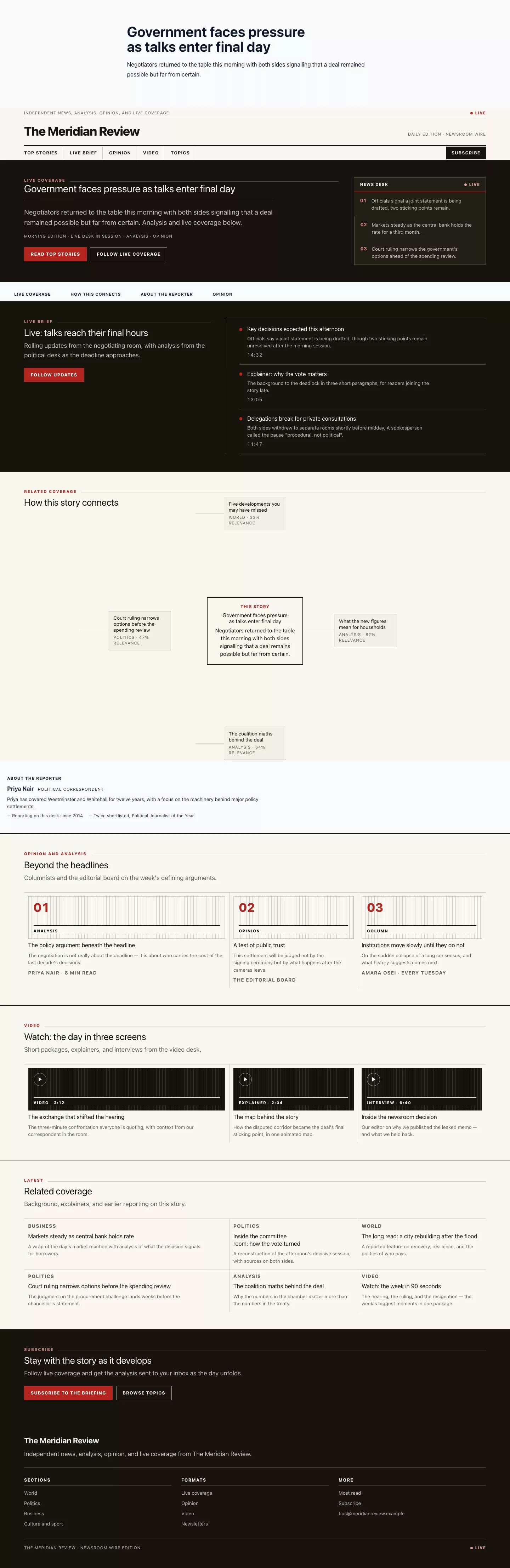 Editorial landing page preview