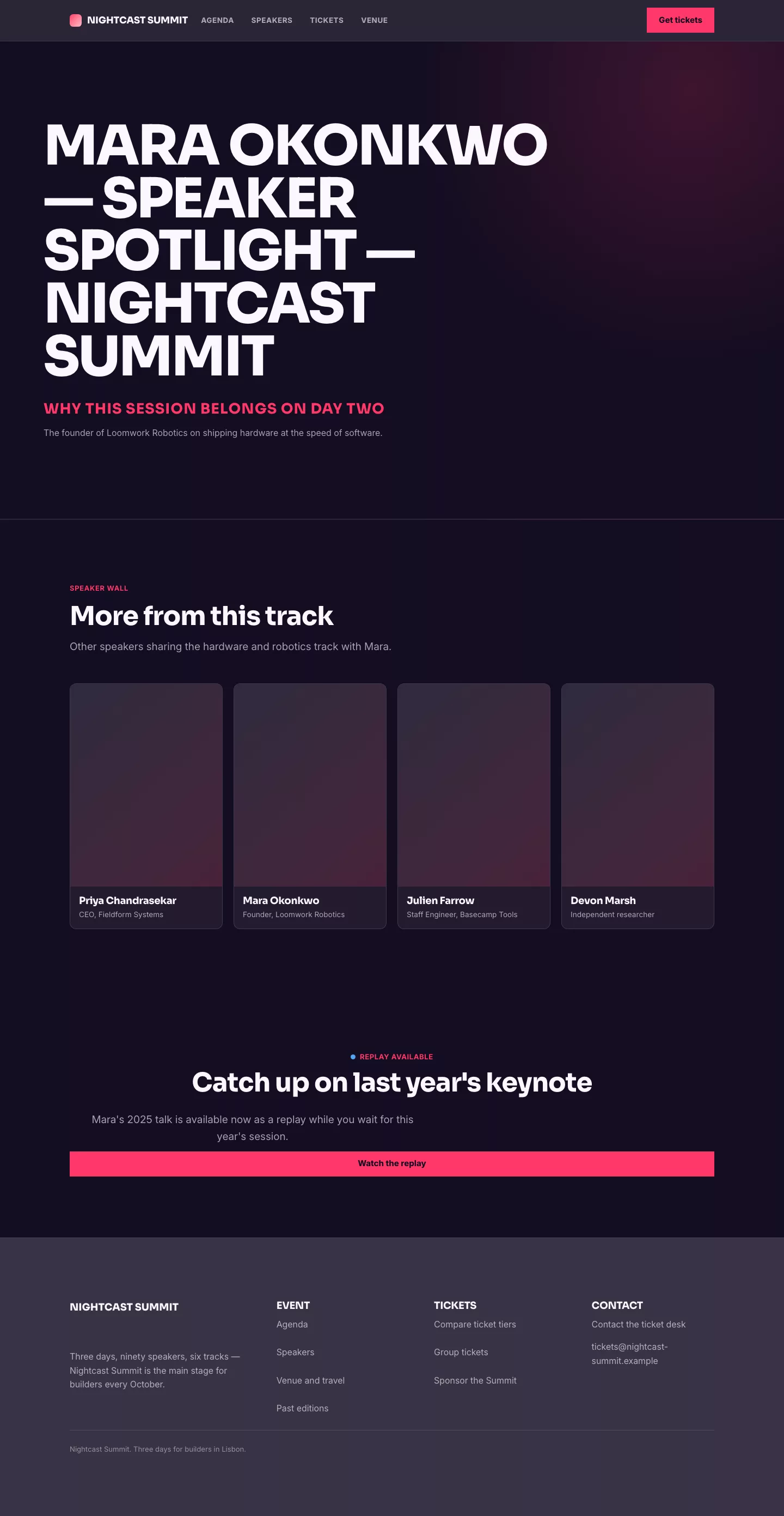 Events speaker detail page