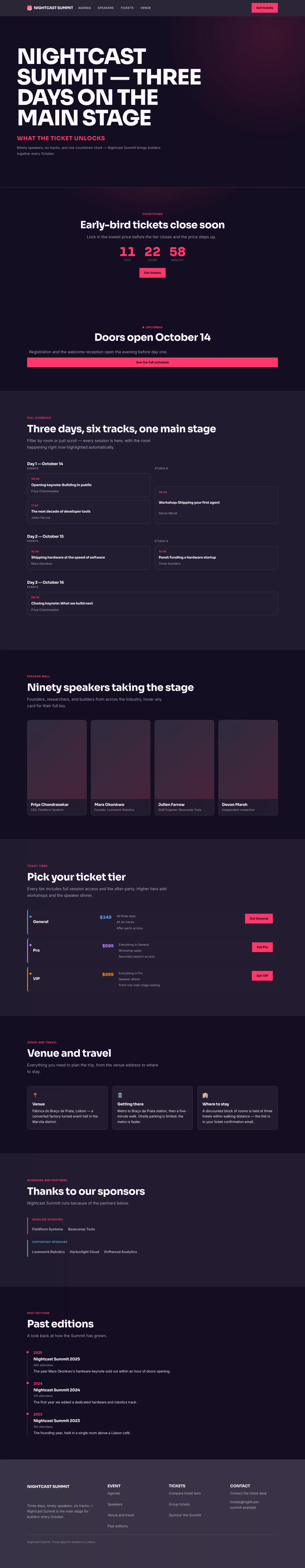Events conference homepage