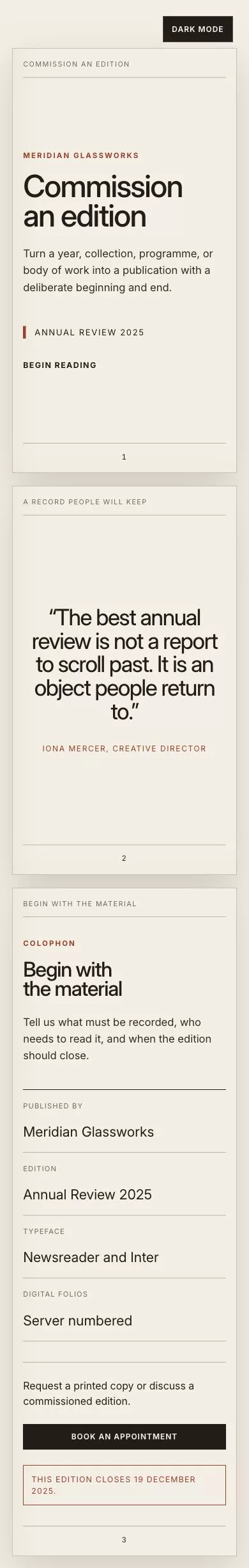 Folio Theme screenshot showing folio call to action — mobile.