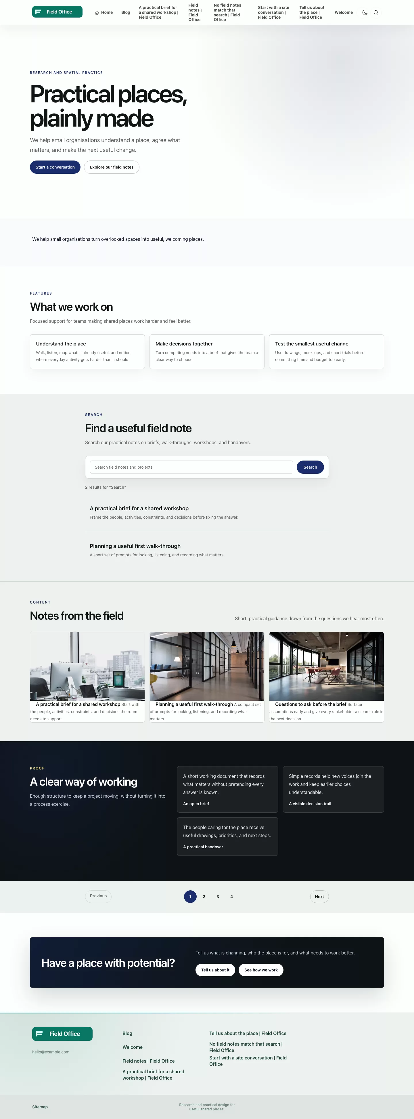 Foundation Theme homepage rendered as a Capell public page.