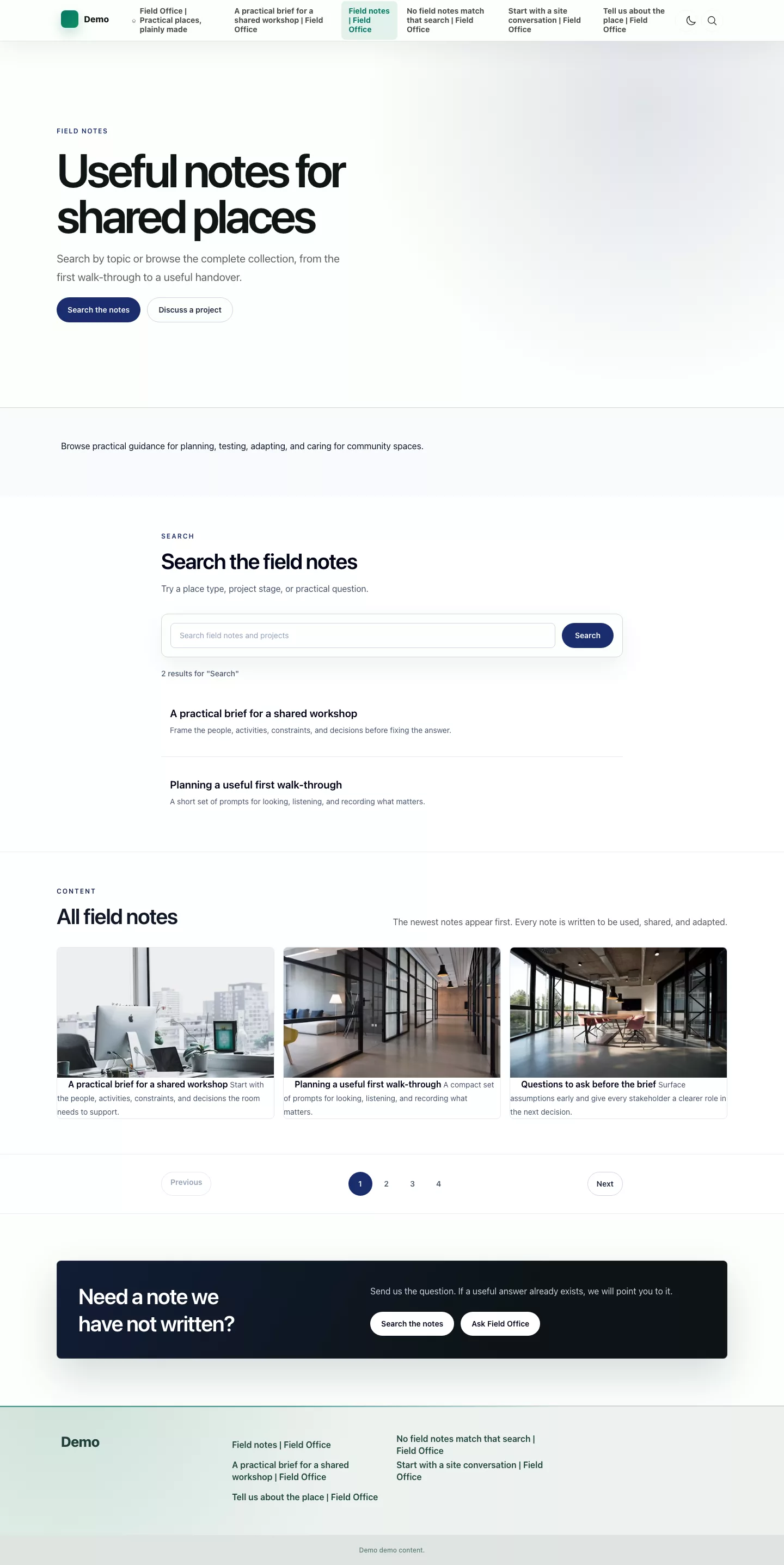 Foundation Theme directory listing with card grid and filtering rhythm.