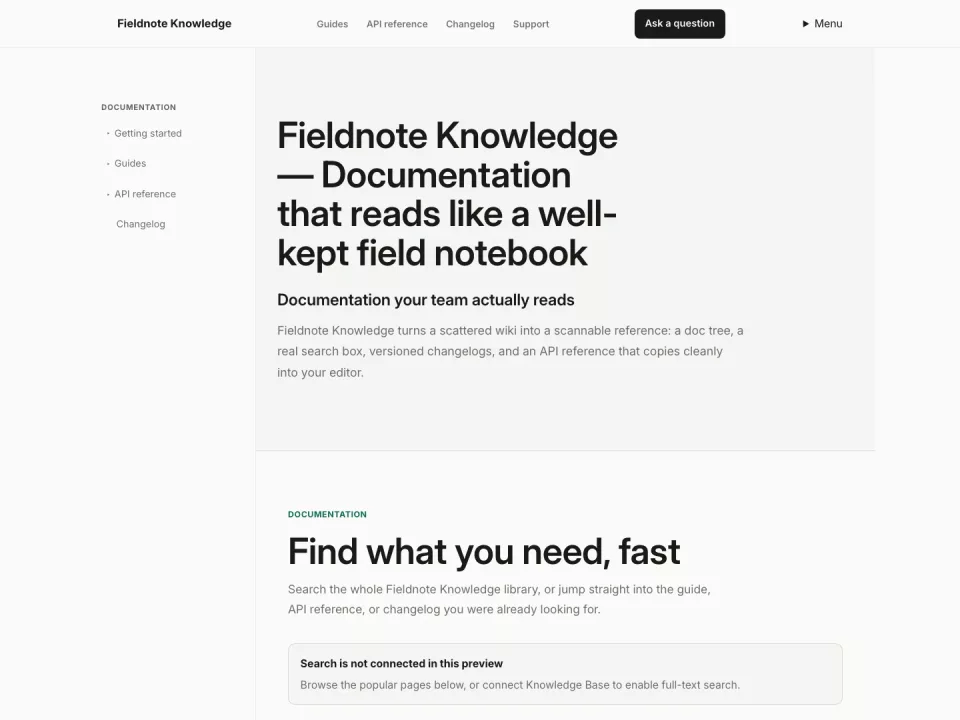 Knowledge Base Theme preview