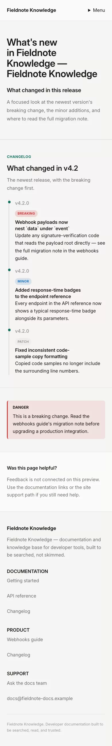 Knowledge Base Theme screenshot showing knowledge get started — mobile.