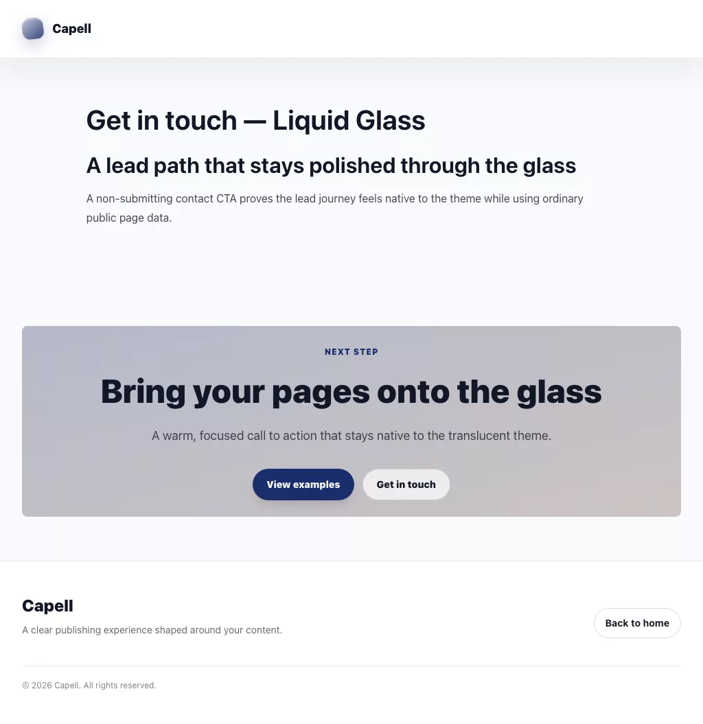 Liquid Glass Theme screenshot showing liquid glass contact — tablet.