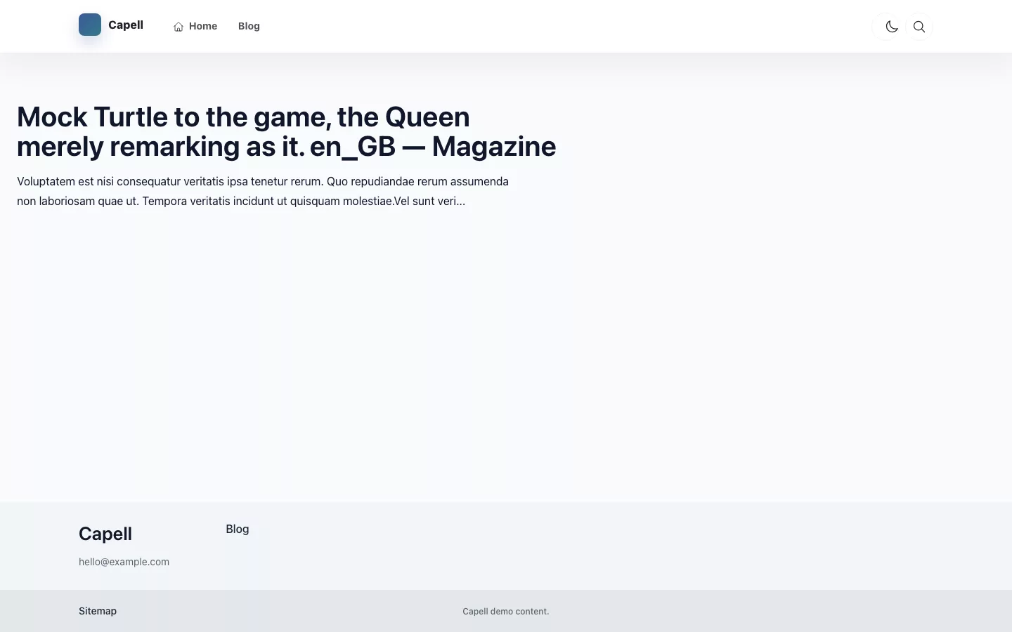 Magazine Theme screenshot showing magazine blog article.