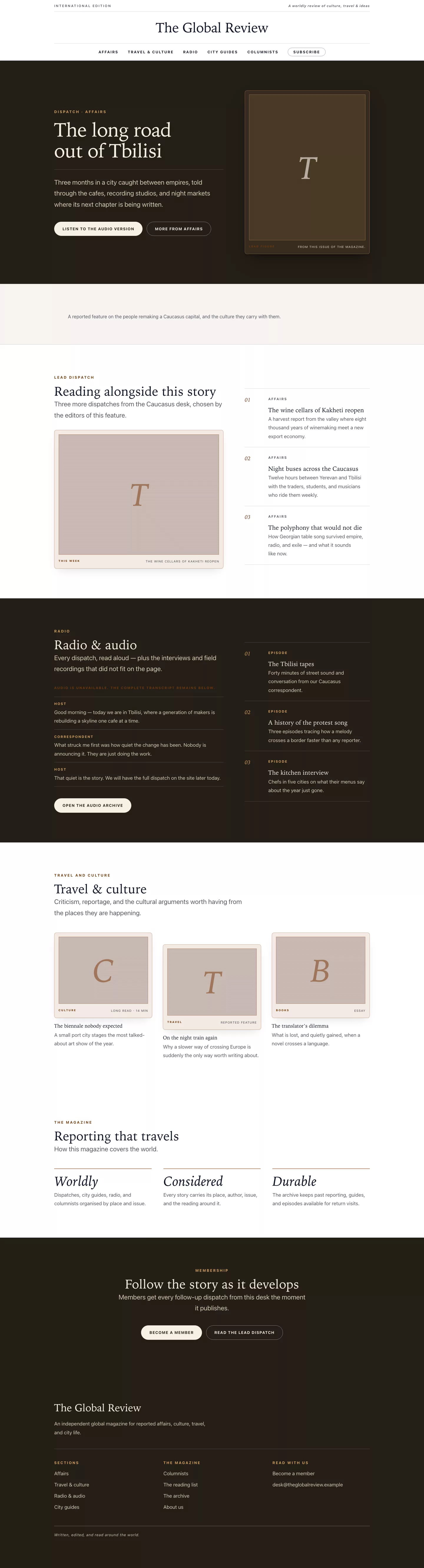 Magazine landing page preview