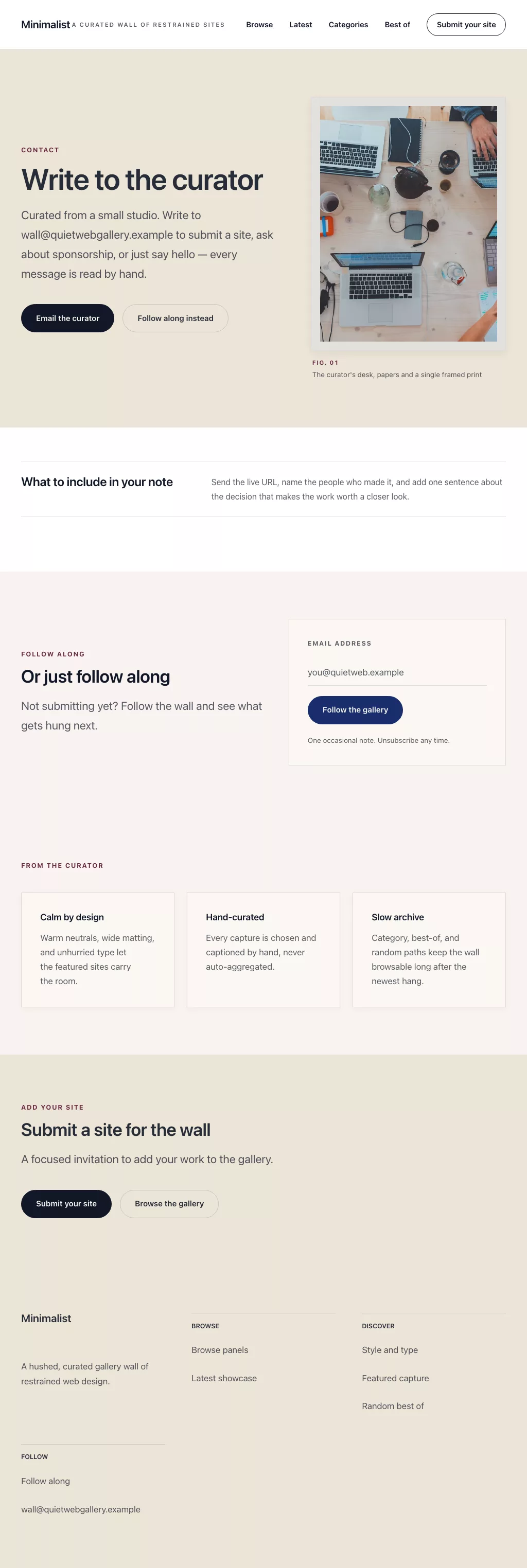 Minimalist Theme screenshot showing minimalist contact form — tablet.