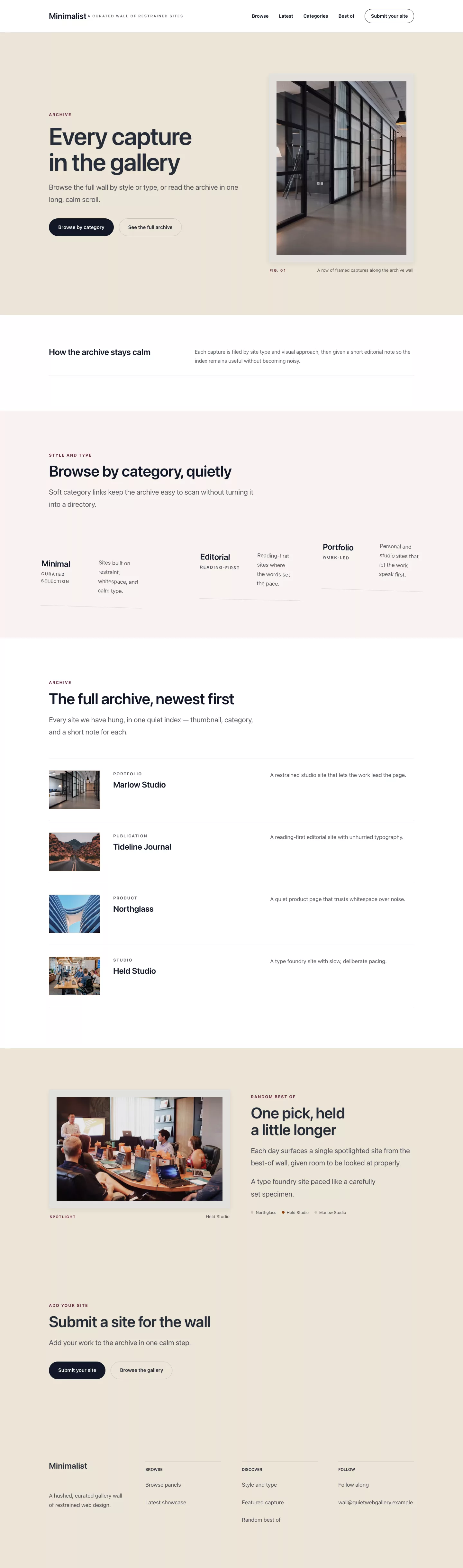 Minimalist list page preview
