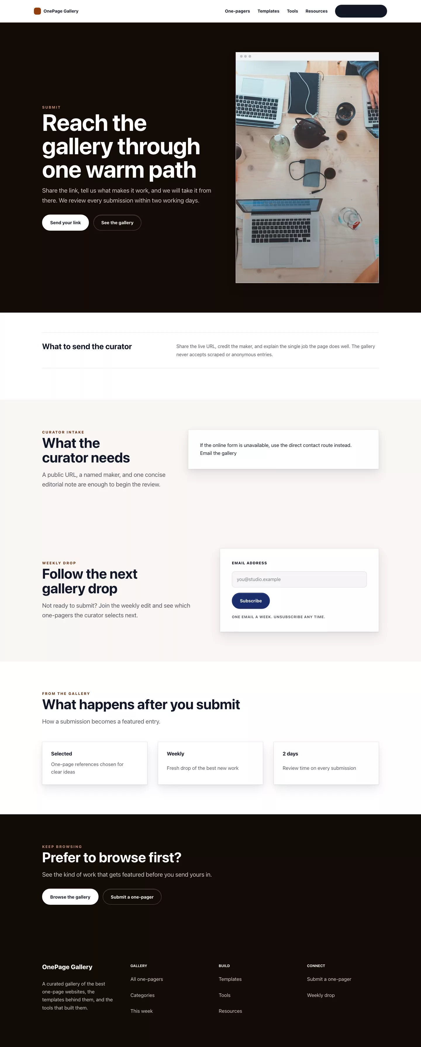 Onepage Theme screenshot showing onepage contact form.