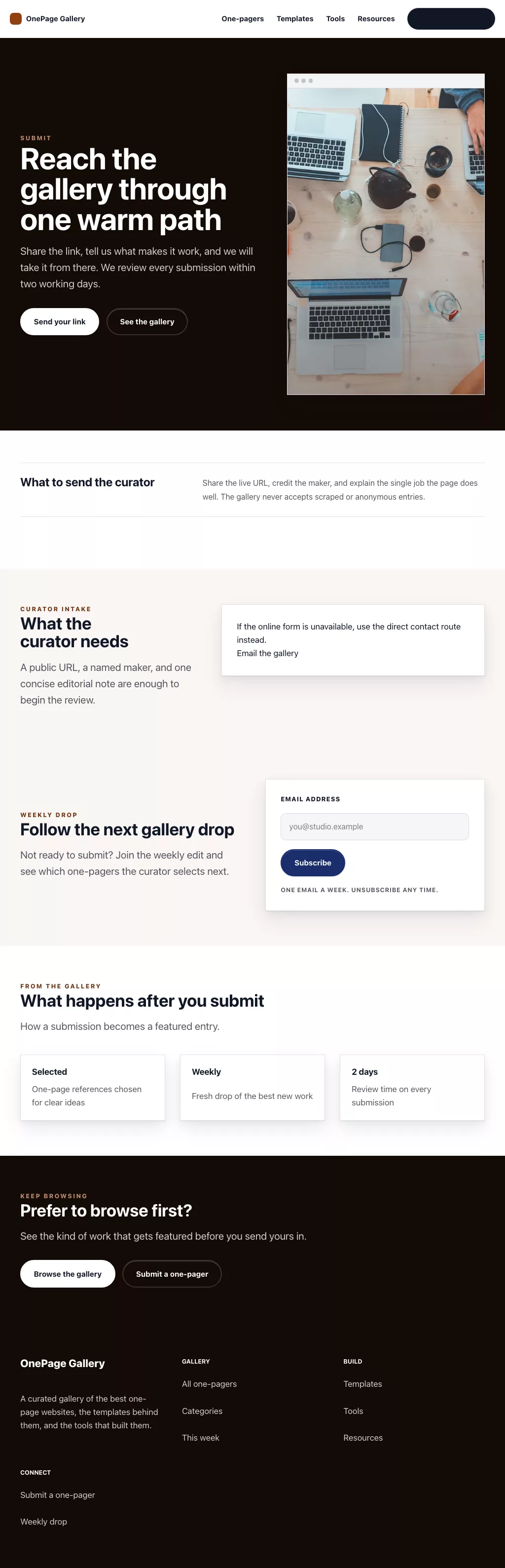 Onepage Theme screenshot showing onepage contact form — tablet.