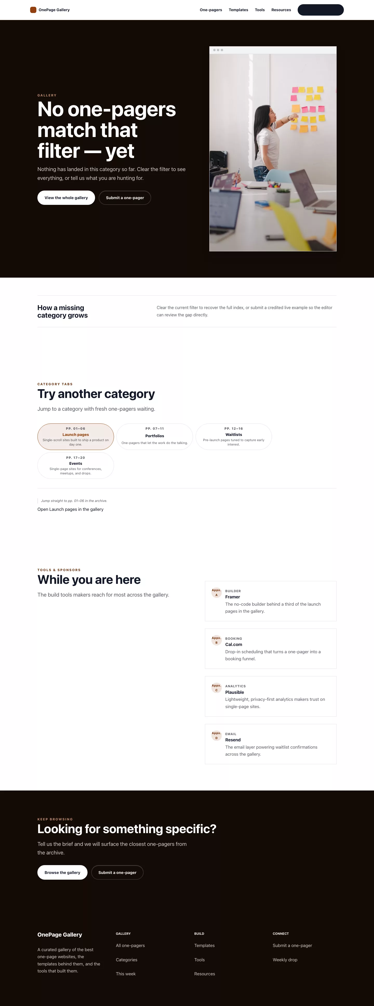 Onepage search results preview
