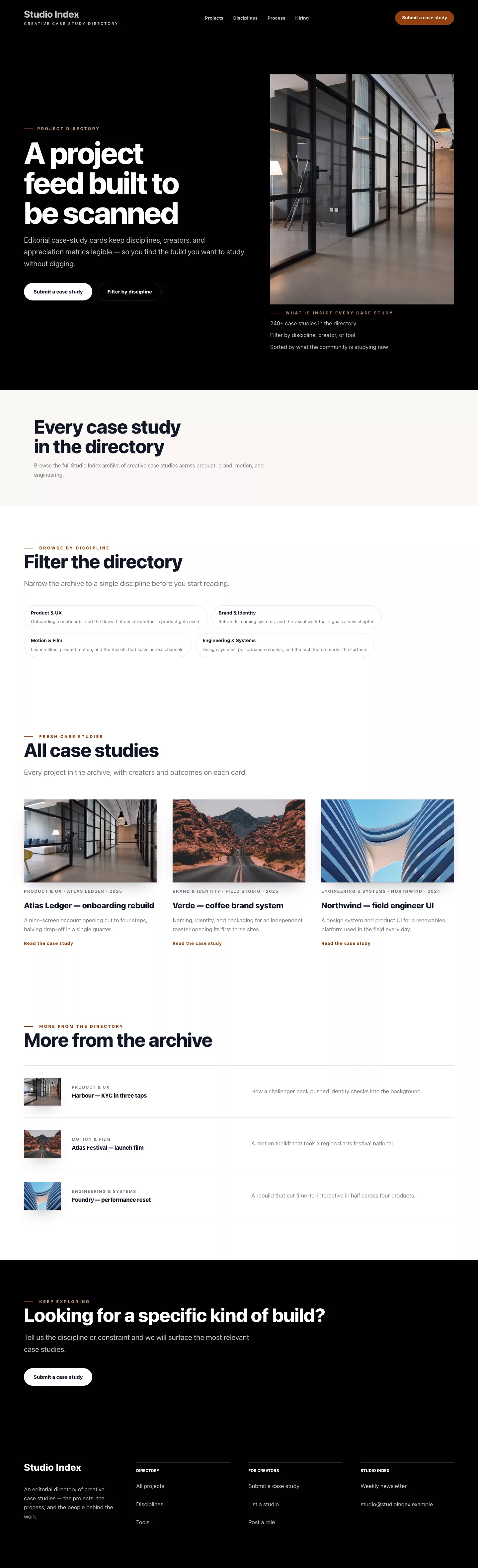 Portfolio list page preview