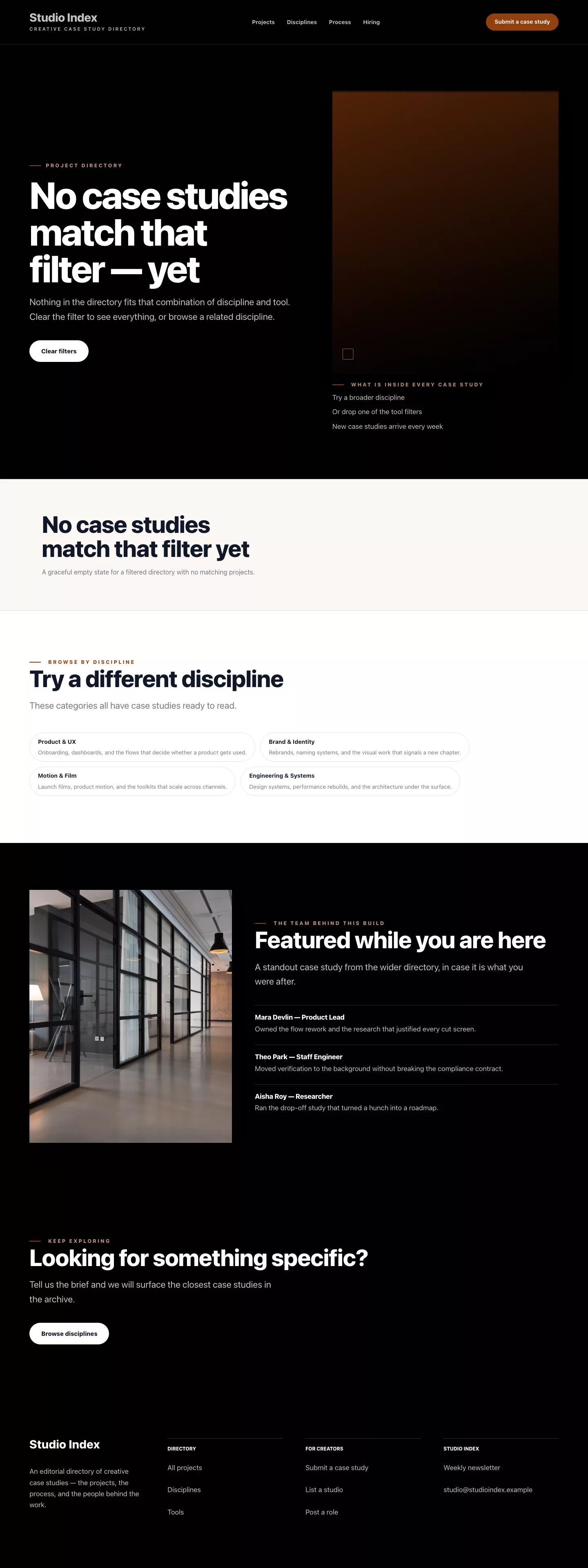 Portfolio search results preview