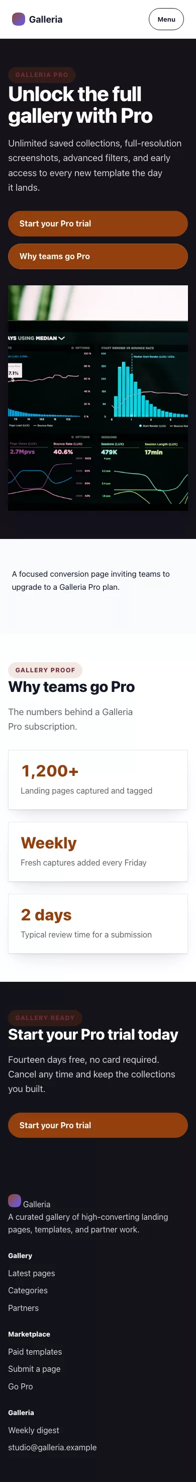 SaaS Theme screenshot showing saas call to action — mobile.