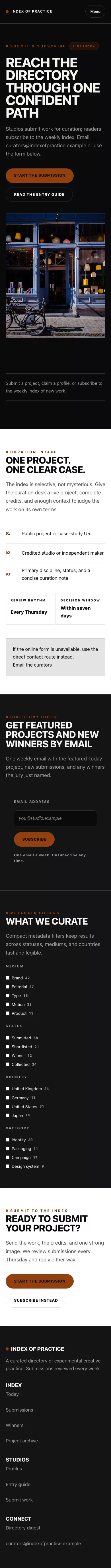Submissions Theme screenshot showing submissions contact form — mobile.
