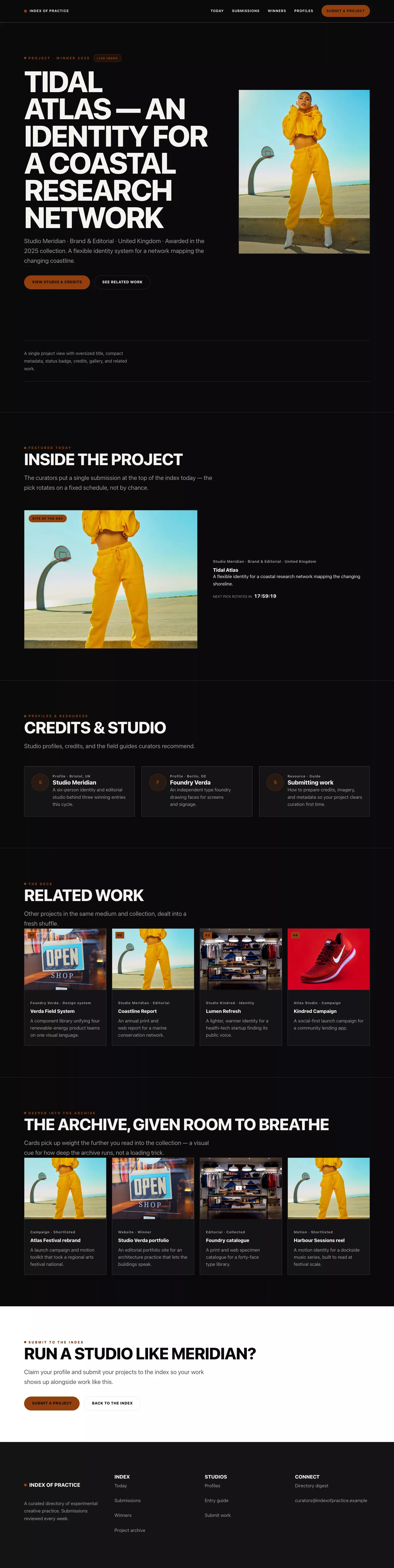 Submissions landing page preview