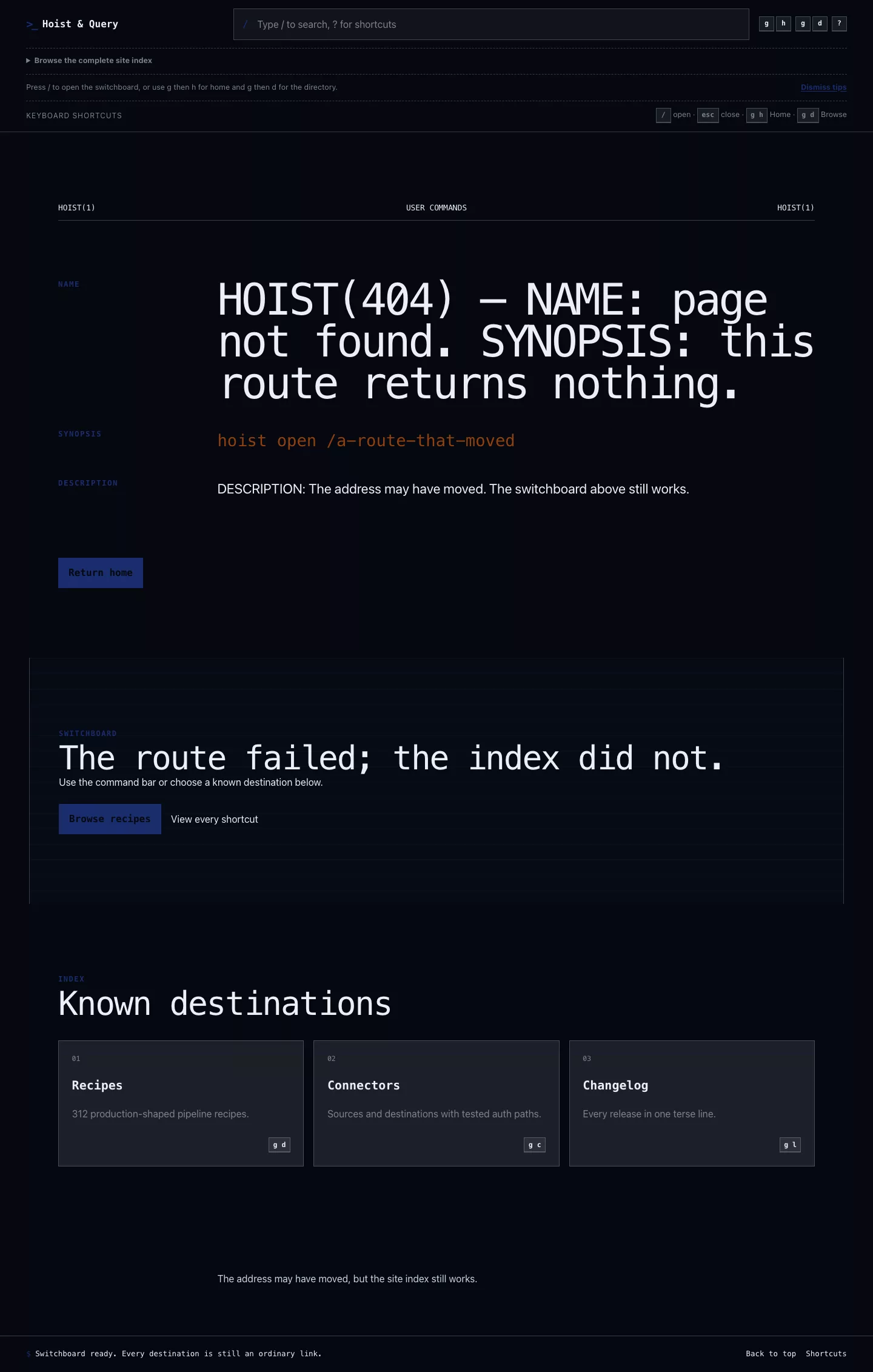 HOIST 404 man-page recovery state