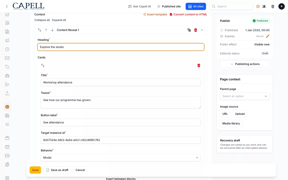 Content Reveal Widget preview