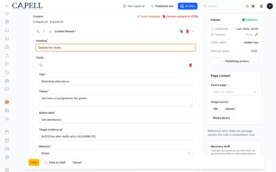 Content Reveal Widget preview