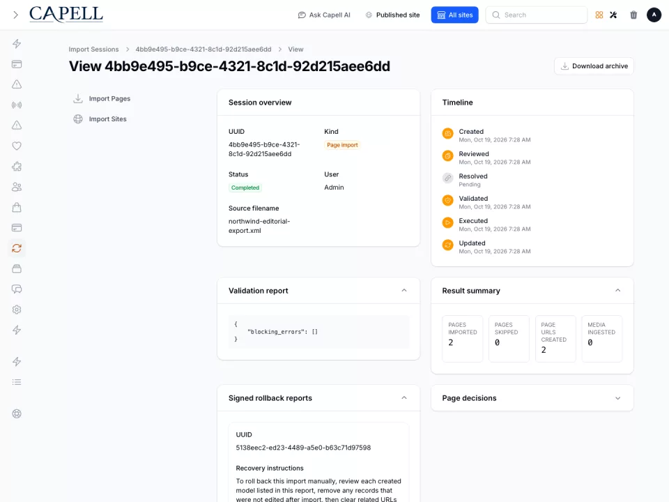 WordPress Importer preview