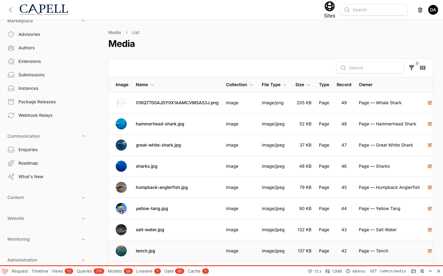 05 Media List screenshot.