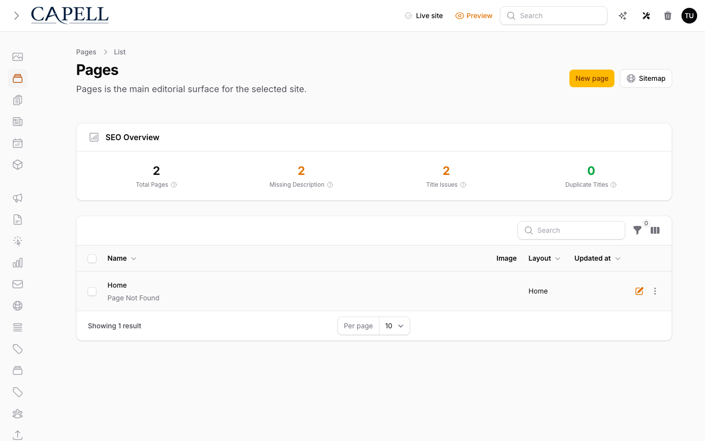 Core Page Structure screenshot.