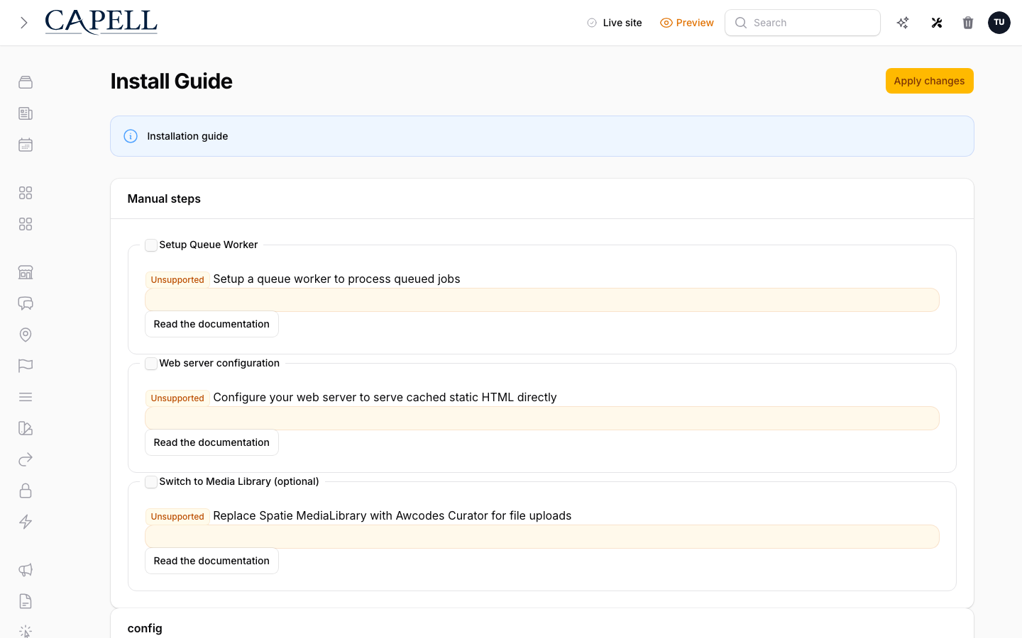 Install Guide Page screenshot.