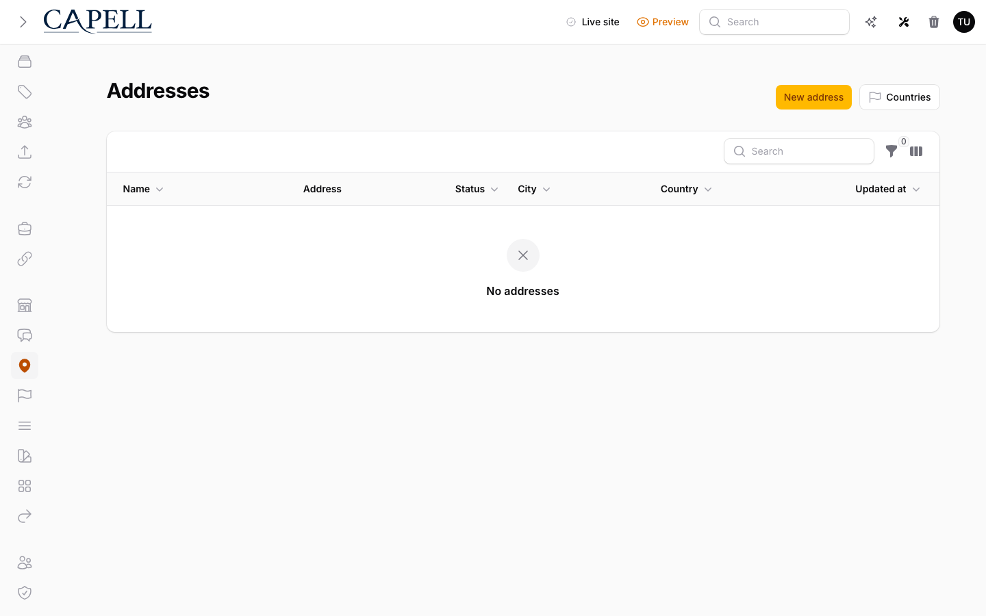 Addresses admin index